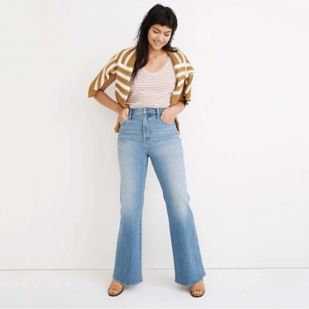 Madewell High Rise Flare Jean Stretch Denim Full Length Caine Wash 30 Tall